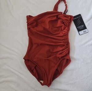 NWT Miraclesuit Europa One-Shoulder Rust Swimsuit - Size 10